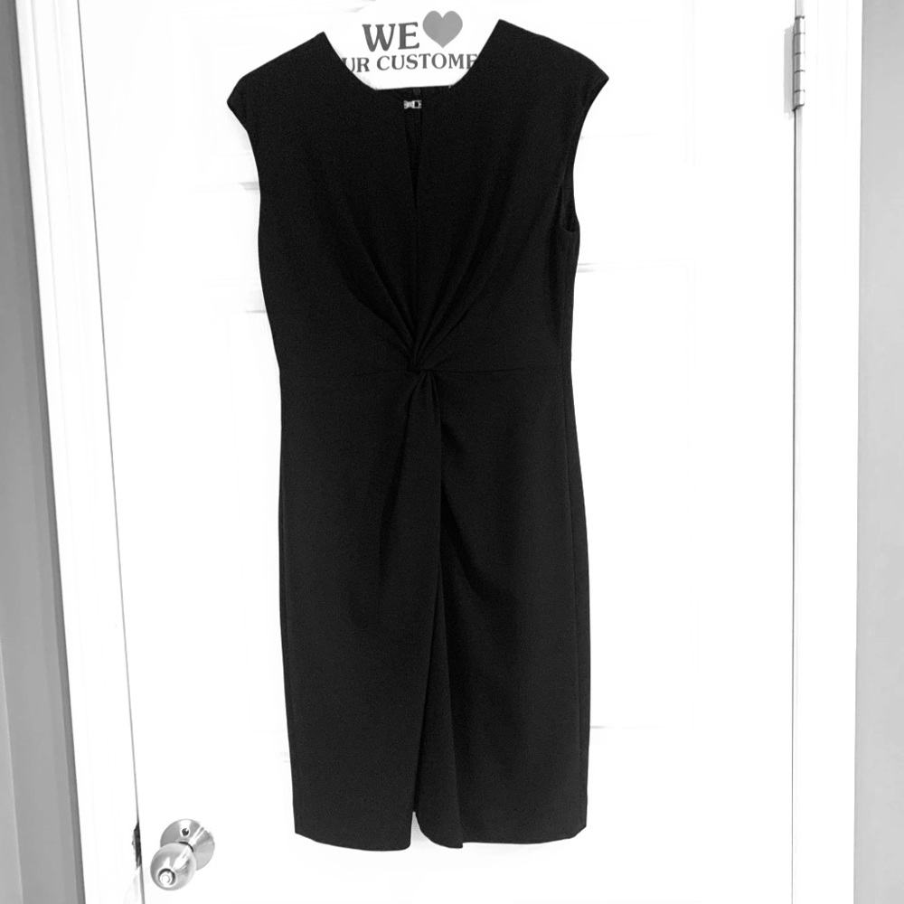 Tahari black dress with key hole neckline